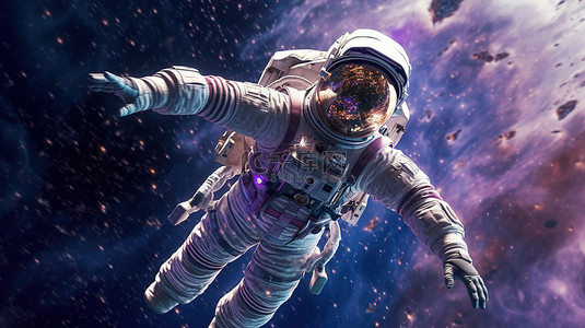 g国家公祭日背景图片_零重力下太空宇航员的 3D 渲染