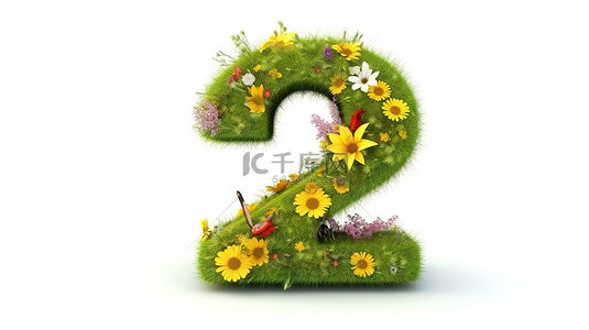 冬天雪中花朵背景图片_花朵中的第二个草丛 3d 渲染和隔离