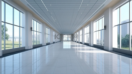 办公建筑背景图片_现代办公建筑与空置瓷砖街道地板 3D 设计