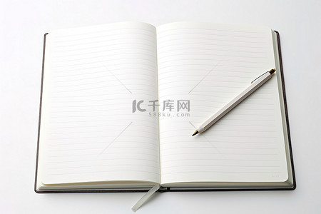 笔白色背景背景图片_带有白线的笔记本和白色背景上的一支笔