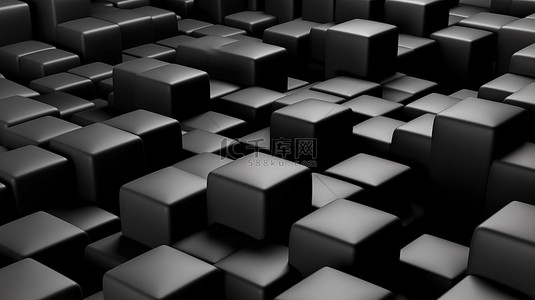 封面背景图片_3D渲染中的黑色形状排列