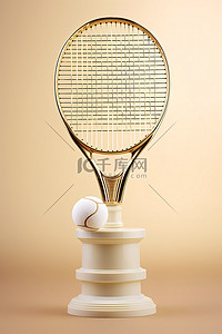 网球背景图片_金球旁边的网球拍
