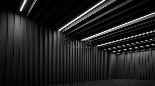 时尚大胆的黑色建筑元素突出了 3D 渲染中的建筑设计