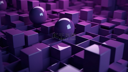 引领潮流背景图片_单色潮流引领者漂浮在辐射紫色 3d 渲染中的几何形状