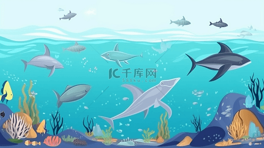 鲸鱼背景图片_海洋日海洋鲸鱼可爱背景