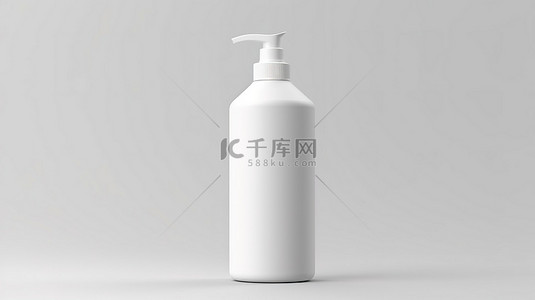 白色背景上用于沐浴露或洗发水的隔离塑料瓶模型的 3D 渲染
