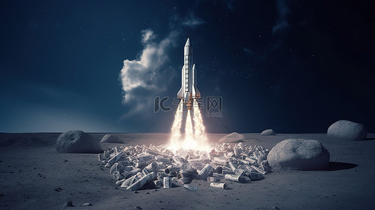 3d 火箭向月球商业企业发射