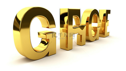 铁质精美背景图片_精美的金色字母 g h 和 j 的 3d 渲染在白色背景上被隔离以代表教育