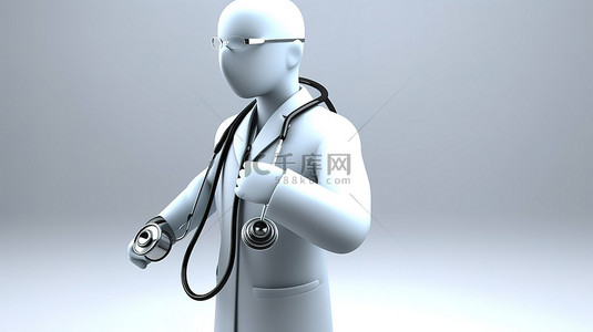 男包背景图片_孤立的 3D 医生，带听诊器，具有剪切路径