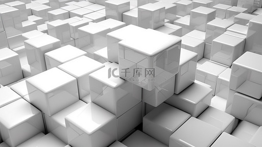 3D 渲染的白色立方体是纯粹极简主义的抽象块