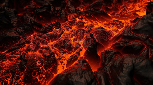 3d 抽象融化岩浆背景中的熔岩流