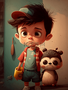 动物小熊的卡通背景图片_男孩小熊可爱卡通背景