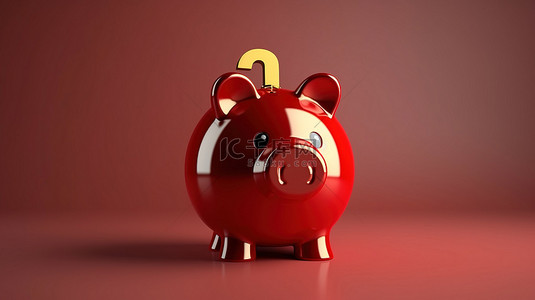 思想落后背景图片_存钱罐的 3D 插图，带有空思想气泡的问题