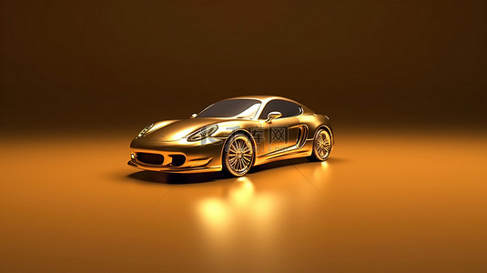 黑金高端奢华背景背景图片_黄金高端跑车的 3D 渲染，具有充足的复制空间