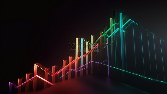 上升的 3d 箭头用 3d 渲染说明股市增长的上升趋势