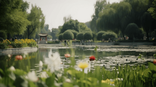 江南夏季背景图片_江南花园近景高清摄影背景图