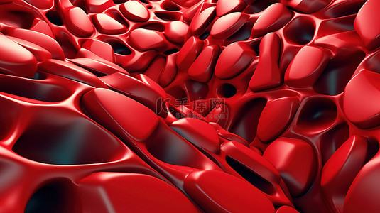 未来感白色背景图片_具有 3D 渲染全景的红色仿生形状抽象背景