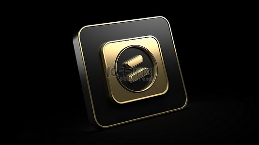 卡通金币背景图片_卡通风格的金币硬币 3D 渲染在黑色方形按钮上作为用户界面元素