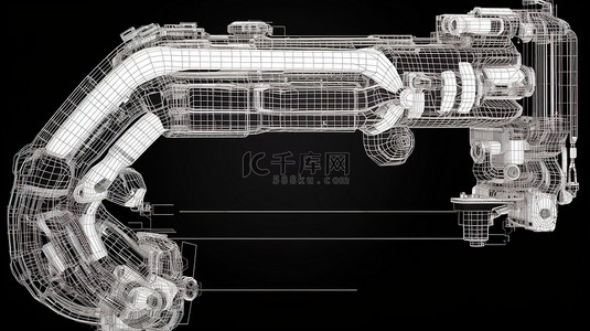 机械工厂背景图片_线框技术机械臂的 3d eps10 格式渲染