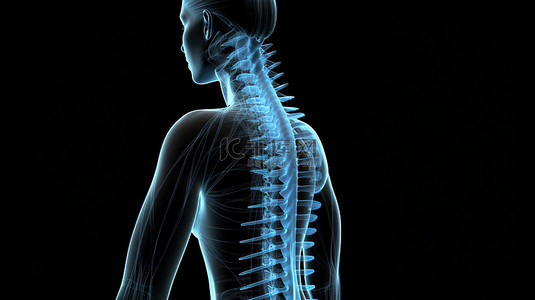 人体医疗背景图片_女性医学解剖学突出显示脊柱 3d