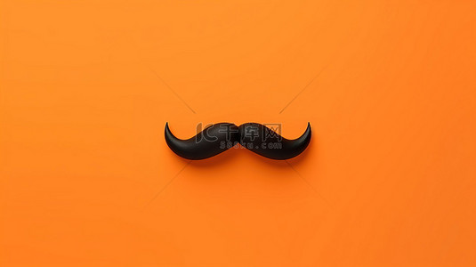 用 3D 技术创建的充满活力的橙色背景下的人造黑胡子