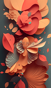 橘色的花瓣花朵水彩复古花卉海报插图