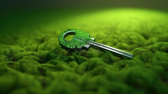 绿色生态环境背景图片_森林形状的绿色钥匙隔离环境日的 3D 符号