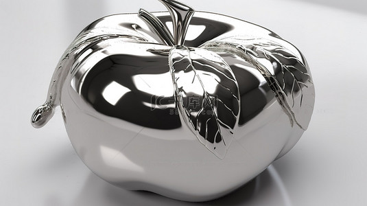 苹果吃苹果背景图片_令人惊叹的银苹果高分辨率 3D 插图