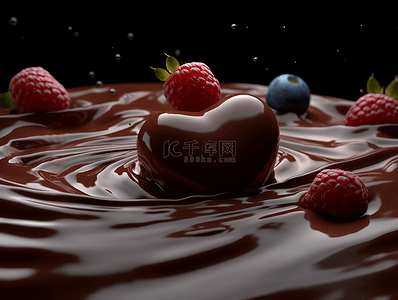 甜品背景图片_巧克力爱心甜品水果摄影广告背景