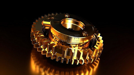 豪华金冠齿轮集成到混合普通齿轮发动机 3D 渲染