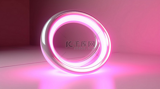 粉色的光背景背景图片_浅粉色和白色背景，在 3D 渲染中带有发光的白色霓虹灯环