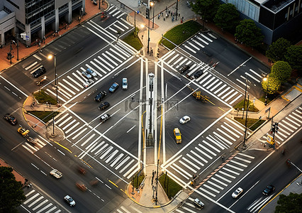 车背景图片_城市街道位于十字路口