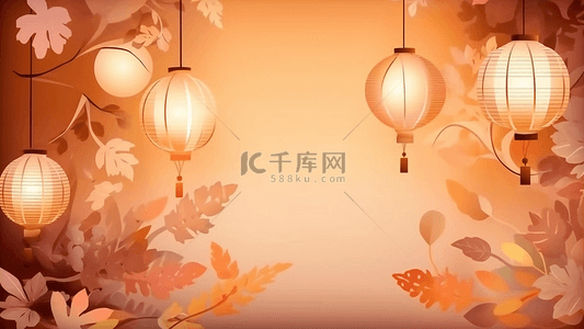习俗边框背景图片_中秋节橙色背景