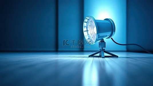 led背景图片_3d 渲染的蓝色聚光灯照亮背景