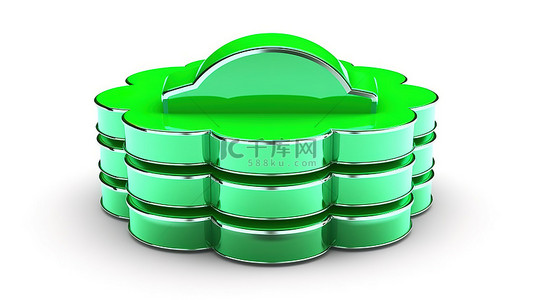 移动云存储背景图片_表示白色背景上的数据同步和云存储的孤立圆形绿色箭头的 3D 渲染