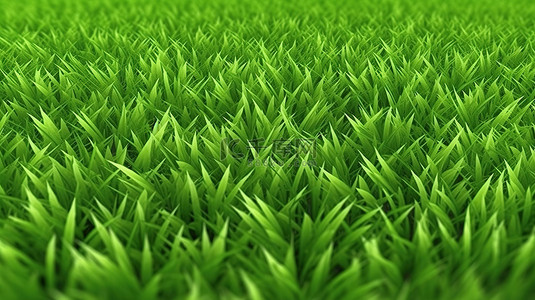 明亮的绿色草坪的充满活力的 3D 插图