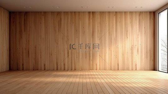 地板背景图片_简约的内饰白色墙壁和硬木地板与现代扭曲 3D 渲染