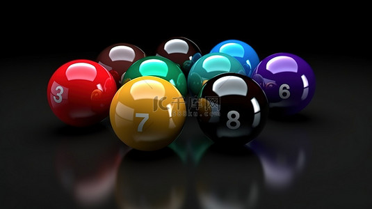 标准版logo背景图片_标准八色台球，色彩鲜艳，3D 渲染