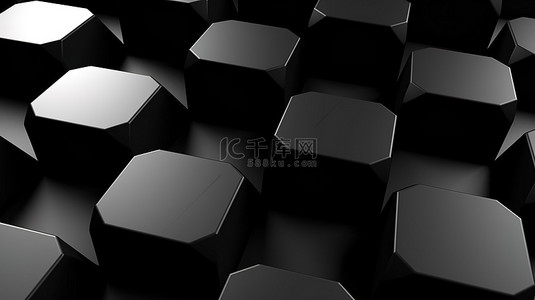 3d 渲染的时尚简单的黑色六边形背景