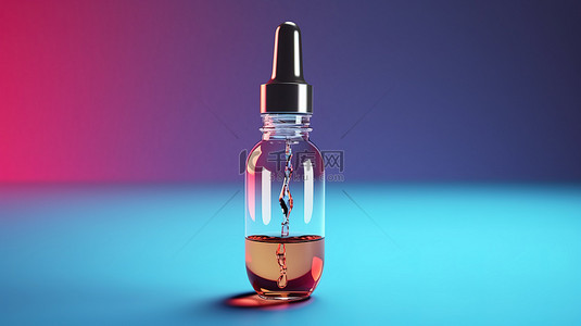 瓶背景图片_带有滴液的浮动滴管瓶隔离产品 3D 可视化