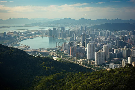 海洋背景图片_一座山上的城市，一座被乡村包围的城市