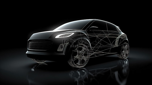 时尚的城市巡洋舰 3D 渲染创意黑色汽车设计