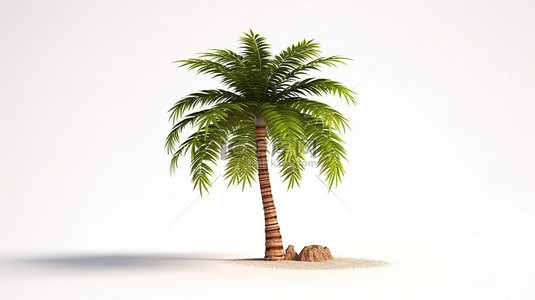 树图标背景图片_热带植物 3D 渲染海滩度假和夏季度假的完美图标