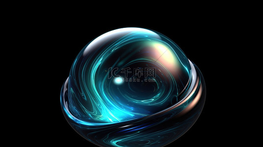 菱形蓝色背景背景图片_太空中迷人的蓝色液体球体 3D 插图，带有一丝优雅和奢华