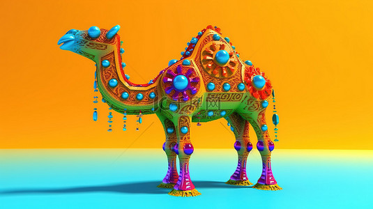 生日背景图片_顽皮的骆驼 3d 渲染