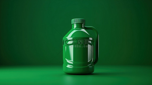 化石油工业背景图片_充满活力的绿色背景 3D 渲染上的空绿色塑料加仑容器