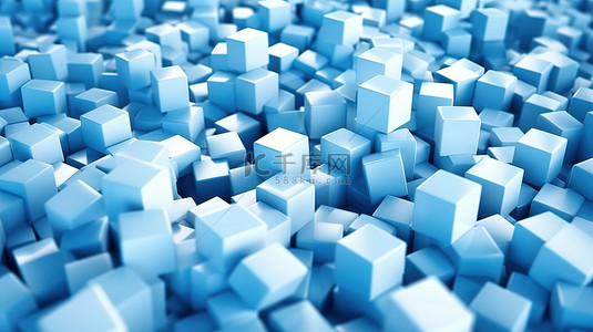 白色立方体背景图片_组形成中蓝色背景上白色立方体的抽象 3D 渲染