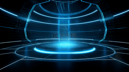 圆形光效背景图片_舞台科技蓝色光效二次元背景