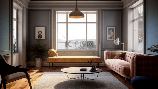 沙发茶几简欧风格家庭客厅装修效果图