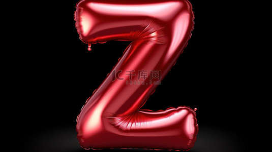 字体背景图片_金属红色字母 z 3D 插图中的逼真氦气球字体